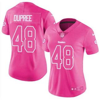 Nike Pittsburgh Steelers #48 Bud Dupree Pink Women's NFL Limited Rush Fashion Jersey DingZhi