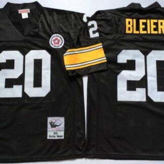 Men's Pittsburgh Steelers #20 Rocky Bleier Black Throwback Stitched Football Jersey