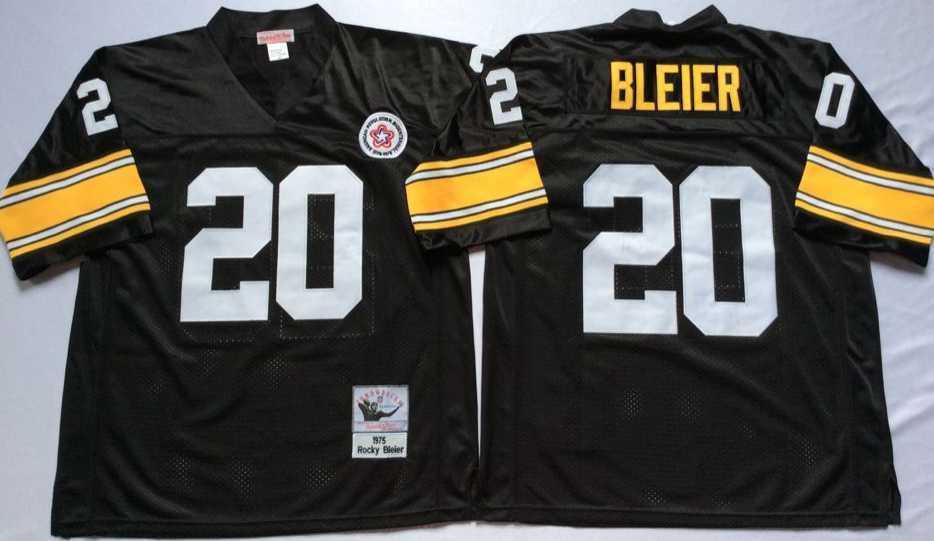 Men's Pittsburgh Steelers #20 Rocky Bleier Black Throwback Stitched Football Jersey