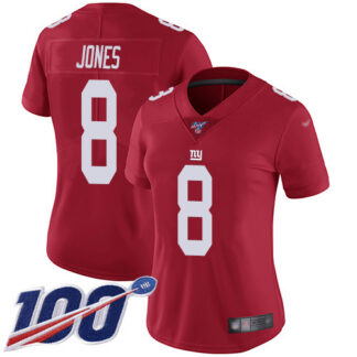 Nike New York Giants #8 Daniel Jones Red Women’s Stitched NFL Limited Inverted Legend 100th Season Jersey