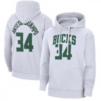 Men's Milwaukee Bucks #34 Giannis Antetokounmpo White Pullover Hoodie 9NCL