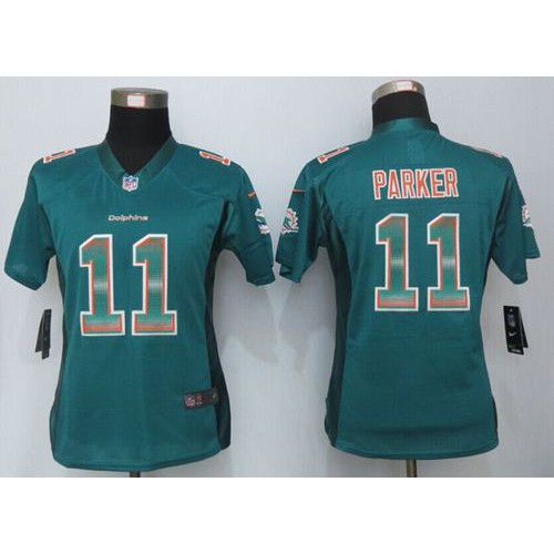 Nike Miami Dolphins #11 DeVante Parker Aqua Green Team Color Women’s Stitched NFL Elite Strobe Jersey