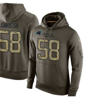 Glued Nike Carolina Panthers #58 Thomas Davis Sr Olive Green Salute To Service Men's Pullover Hoodie