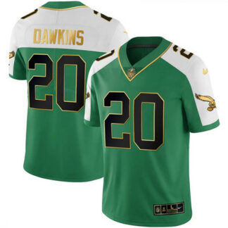 Men's Philadelphia Eagles #20 Brian Dawkins Kelly Green Alternate Gold Vapor Limited Jersey