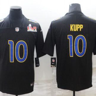 Nike Rams 10 Cooper Kupp Black 2022 Super Bowl LVI Vapor Limited Jersey