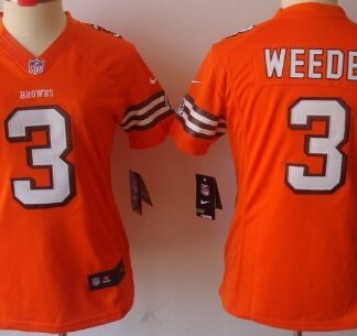 Women's Nike Limited Cleveland Browns #3 Brandon Weeden Orange Jerseys