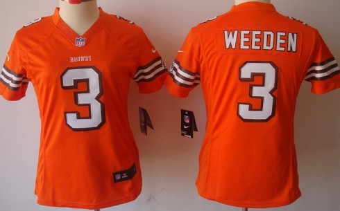 Women's Nike Limited Cleveland Browns #3 Brandon Weeden Orange Jerseys