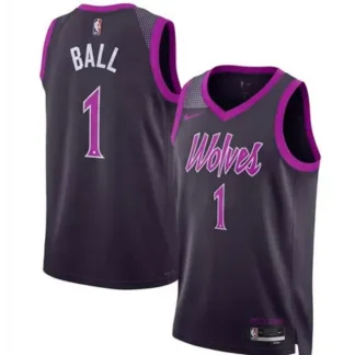 Youth Minnesota Timberwolves #1 LaMelo Ball 2026 Purple City Edition Jersey