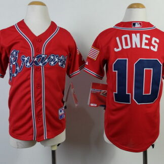 Atlanta Braves #10 Chipper Jones 2014 Red Kids Jersey