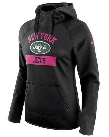 Women's New York Jets Nike Breast Cancer Awareness Circuit Performance Pullover Hoodie - Black FengYun