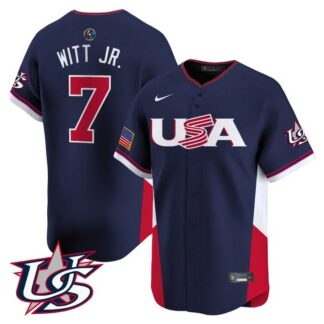 Men's & Women's & Youth Team USA Baseball #7 Bobby Witt Jr. Navy 2026 Stitched Jersey