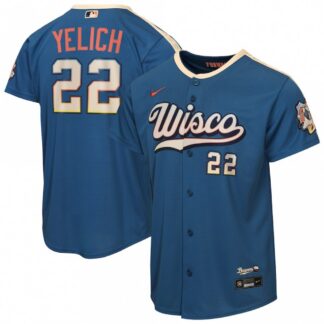Christian Yelich Milwaukee Brewers Nike Youth 2026 City Connect Stadium Jersey - Mineral Blue