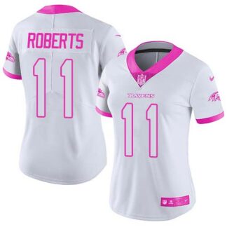 Nike Baltimore Ravens #11 Seth Roberts White/Pink Women’s Stitched NFL Limited Rush Fashion Jersey