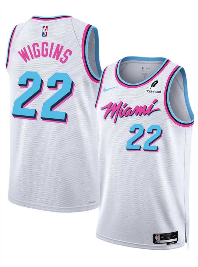 Men's Miami Heat #22 Andrew Wiggins White 2025 City Edition Stitched Jersey Dzhi