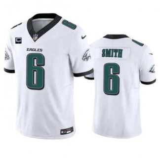 Men's Philadelphia Eagles #6 DeVonta Smith White 2023 F.U.S.E. With 1-Star C Patch Vapor Untouchable Limited Stitch...