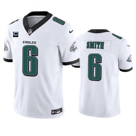Men's Philadelphia Eagles #6 DeVonta Smith White 2023 F.U.S.E. With 1-Star C Patch Vapor Untouchable Limited Stitch...