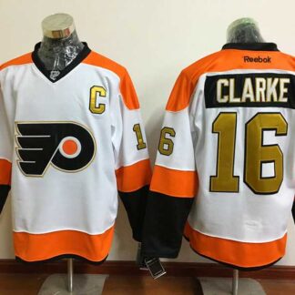 Philadelphia Flyers #16 Bobby Clarke 50TH Patch White-Golden Stitched NHL Jersey