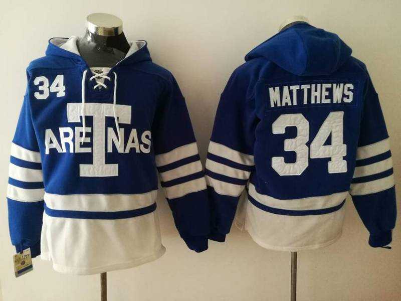 Toronto Maple Leafs #34 Auston Matthews Blue All Stitched Hooded SweatShirt