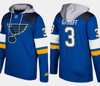 Adidas St. Louis Blues 3 Bob Gassoff Retired Blue Name And Number Hoodie