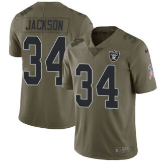 Nike Las Vegas Raiders #34 Bo Jackson Olive Men’s Stitched NFL Limited 2017 Salute To Service Jersey