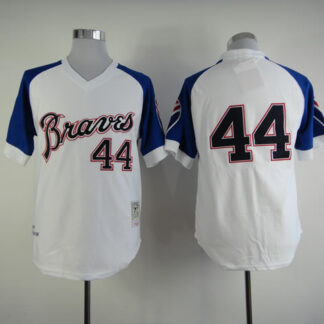 Atlanta Braves #44 Hank Aaron White Throwback Jerseys