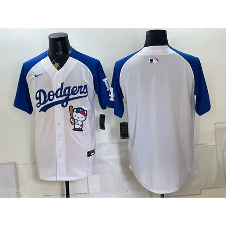 Men's Los Angeles Dodgers White Hello Kitty Stitched Baseball Jersey BRN1