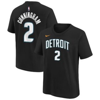 Cade Cunningham Detroit Pistons Nike Youth 2025/26 City Edition Name & Number T-Shirt – Black