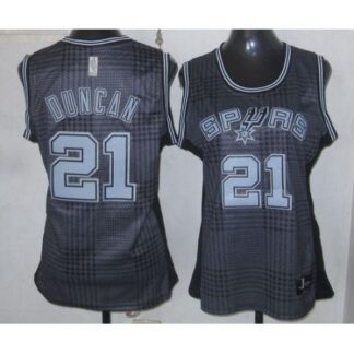 Spurs #21 Tim Duncan Black Women's Rhythm Fashion Stitched NBA Jersey