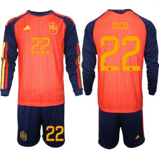 prime‑ Men's Spain #22 ISCO National Team FIFA x World Cup 2026 Long Sleeve Home Red On Field Jerseys ‑uniform