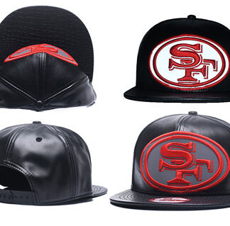 NFL San Francisco 49ers Team Logo Black Reflective Adjustable Hat A25