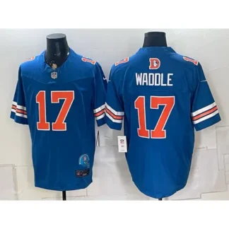 Men's Denver Broncos #17 Jaylen Waddle Royal Vapor F.U.S.E. Limited Jersey 8LDL