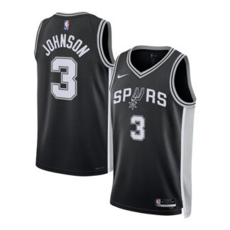 Men's San Antonio Spurs #3 Keldon Johnson Nike Black Swingman Icon Edition Jersey