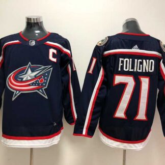 Blue Jackets 71 Nick Foligno Navy Blue Adidas Stitched Jersey