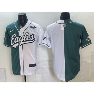 Men's Philadelphia Eagles Green Split Cool Base Stitched Baseball Jersey 9L91