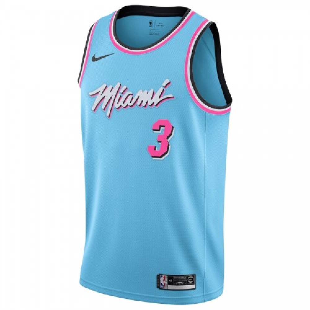 Men's Miami Heat Dwyane Wade #3 Nike Blue 2019/20 Finished Swingman Jersey - City Edition - Image 2