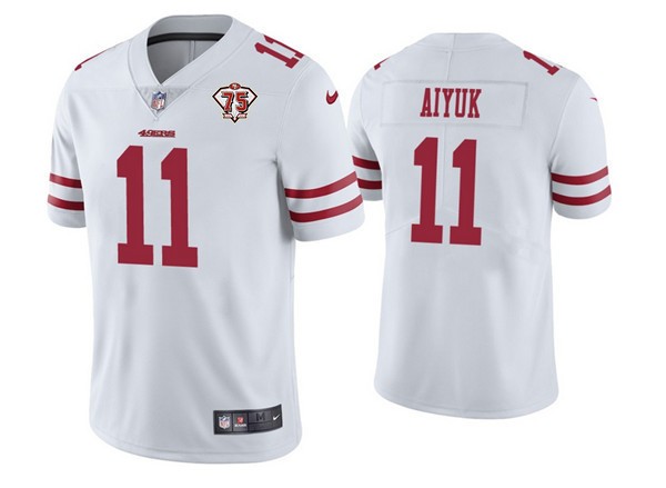 Nike 49ers 11 Brandon Aiyuk White 75th Anniversary Vapor Untouchable Limited Jersey Dzhi