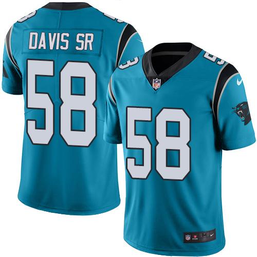 Nike Carolina Panthers #58 Thomas Davis Sr Blue Men’s Stitched NFL Limited Rush Jersey