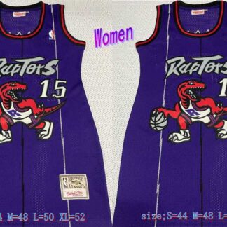 Women Raptors 15 Vince Carter Purple Hardwood Classics Mesh Jersey