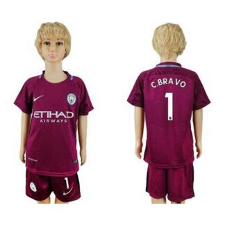 Manchester City #1 C.Bravo Away Kid Soccer Club Jersey