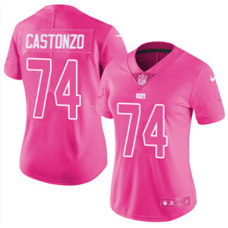 Nike Indianapolis Colts #74 Anthony Castonzo Pink Women’s Stitched NFL Limited Rush Fashion Jersey