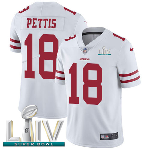 Nike San Francisco 49ers #18 Dante Pettis White Super Bowl LIV 2020 Youth Stitched NFL Vapor Untouchable Limited Je...