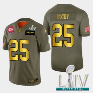 Kansas City Chiefs #25 LeSean McCoy Men’s Nike Olive Gold Super Bowl LIV 2020 2019 Salute to Service Limited NFL 10...