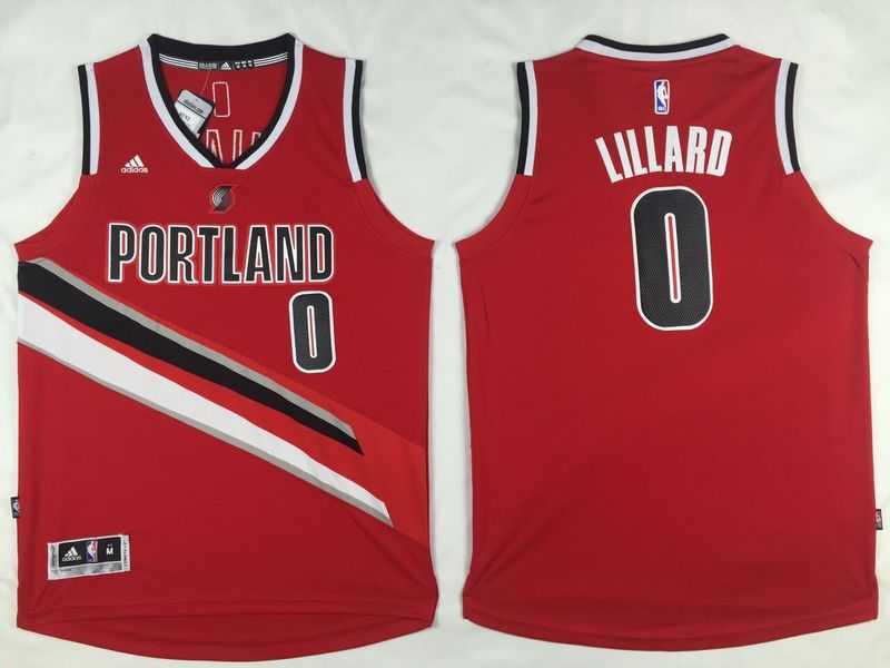 Portland TrailBlazers #0 Damian Lillard New Red Swingman Stitched NBA Jersey