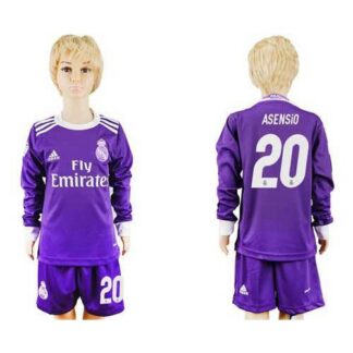 Real Madrid #20 Asensio Away Long Sleeves Kid Soccer Club Jersey