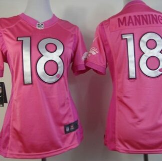 Nike Denver Broncos #18 Peyton Manning Pink Love Womens Jersey