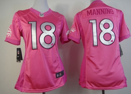 Nike Denver Broncos #18 Peyton Manning Pink Love Womens Jersey