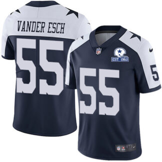 Nike Dallas Cowboys #55 Leighton Vander Esch Navy Blue Thanksgiving Men’s Stitched With Established In 1960 Patch N...