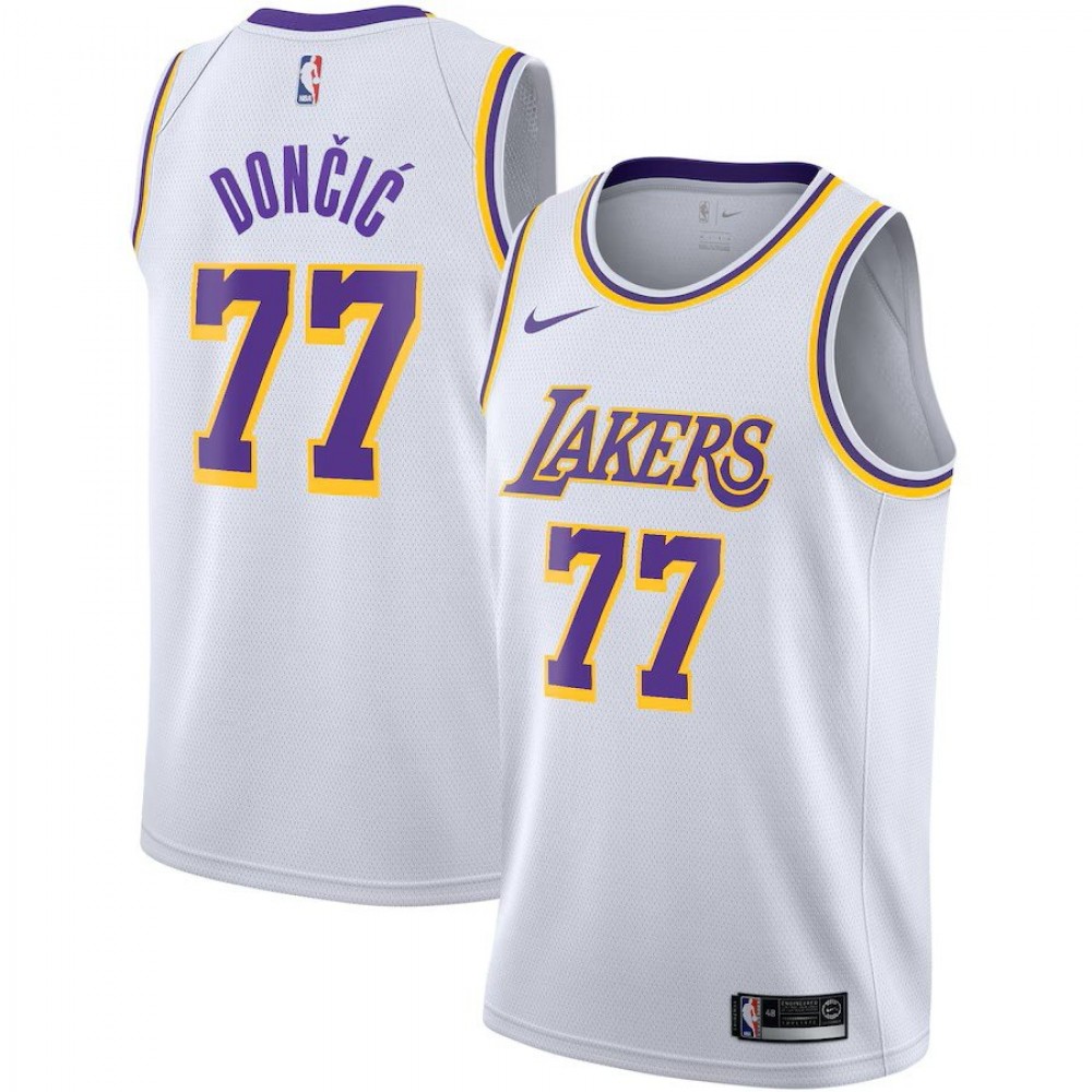 Los Angeles Lakers Youth Nike Association Edition Swingman Jersey - White - Luka Dončić