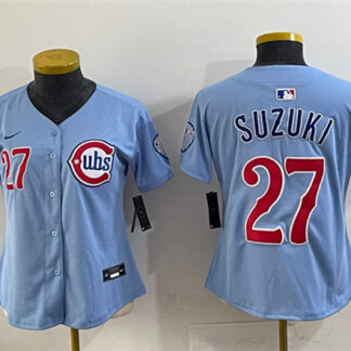 Youth Chicago Cubs #27 Seiya Suzuki Blue 2024-25 2nd Alternate Limited Stitched Baseball Jersey