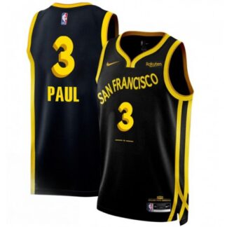 Men's Golden State Warriors #3 Chris Paul Black 2023/24 City Edition Stitched Basketball Jersey A4YZ